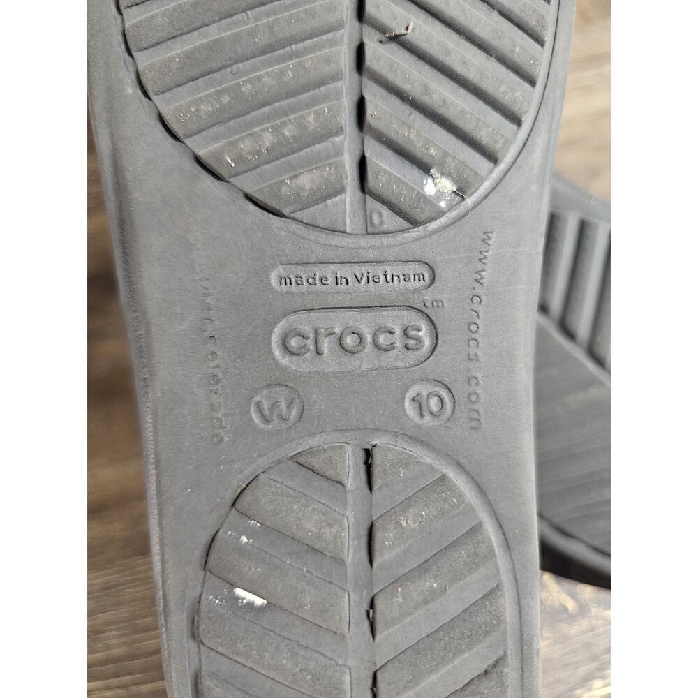 Crocs Sanrah Silver Hammered Tear Drop Design Sandal Womens Size 10 Black Shoe - Picture 7 of 7